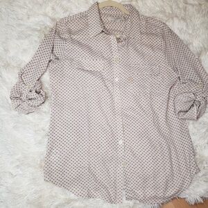 LOFT pink and gray button down blouse